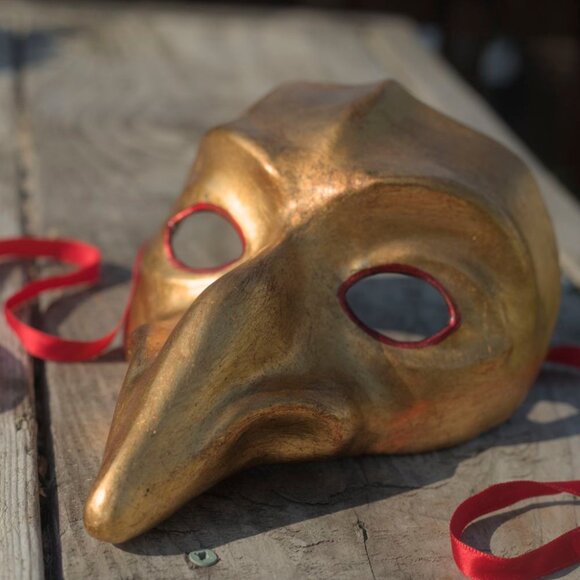 1990s GIANNI CAVALIER Pucinella Venetian MaskItalian Carnival Handmade Art